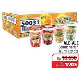 Promo Harga ALE - ALE Minuman Ringan All Variants per 24 pcs 190 ml - Lotte Grosir