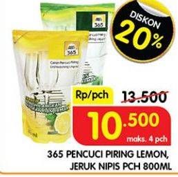 Promo Harga 365 Pencuci Piring Lemon, Jeruk Nipis 800 ml - Superindo