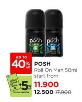 Promo Harga Posh Deo Roll On Men Active Cool, Men Active Pro, Men Active Sport 50 ml - Watsons