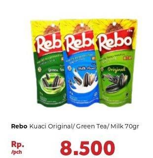 Promo Harga REBO Kuaci Bunga Matahari Green Tea, Milk, Original 70 gr - Carrefour