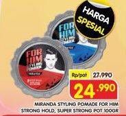 Promo Harga Miranda Styling Pomade Strong Hold, Super Strong 100 gr - Superindo