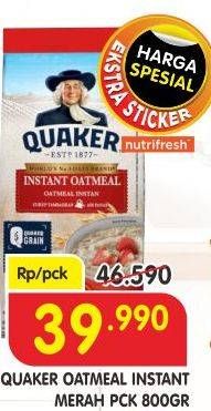 Promo Harga Quaker Oatmeal Merah 800 gr - Superindo