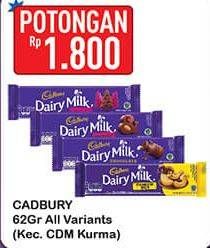 Promo Harga Cadbury Dairy Milk Kecuali Kurma 62 gr - Hypermart