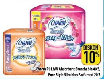 Promo Harga Charm Pantyliner Long & Wide/Charm Pure Style   - Hypermart