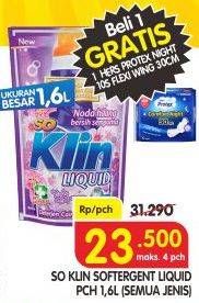Promo Harga SO KLIN Liquid Detergent + Anti Bacterial Violet Blossom 1600 ml - Superindo