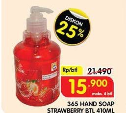 Promo Harga 365 Hand Soap Strawberry 410 ml - Superindo
