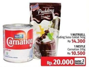 Promo Harga NUTRIJELL Pudding 145gr + CARNATION Krimer Kental Manis 370gr  - LotteMart
