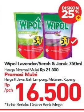 Promo Harga WIPOL Karbol Wangi Lavender, Sereh Jeruk 750 ml - Carrefour
