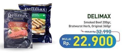 Promo Harga Delimax Smoked/Bratwurst  - Hypermart