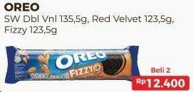 Promo Harga OREO Biskuit Sandwich Double Vanilla, Red Velvet, Fizzy 123 gr - Alfamart