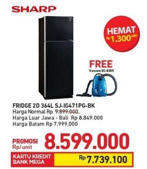 Promo Harga SHARP SJ-IG471PG | Refrigerator 2 Door  - Carrefour