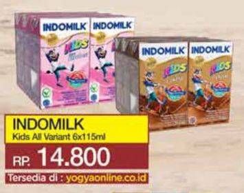 Promo Harga INDOMILK Susu UHT Kids All Variants per 6 tpk 115 ml - Yogya