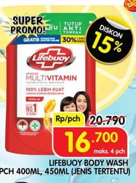 Promo Harga Lifebuoy Body Wash 400 ml - Superindo