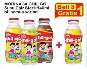 Promo Harga MORINAGA Chil Go UHT All Variants per 3 botol 140 ml - Indomaret