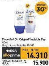 Promo Harga Dove Deo Roll On Original Nourish Smooth, Invisible Dry 40 ml - Carrefour