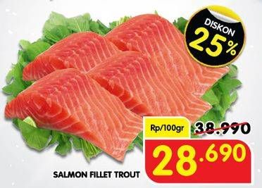 Promo Harga Salmon Fillet Trout per 100 gr - Superindo