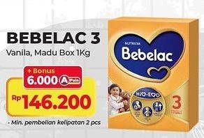 Promo Harga BEBELAC 3 Susu Pertumbuhan Madu, Vanila 1000 gr - Alfamart