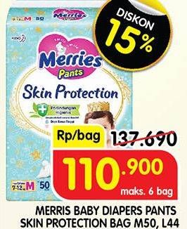 Promo Harga Merries Pants Skin Protection L44, M50 44 pcs - Superindo