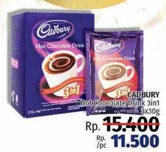 Promo Harga Cadbury Hot Chocolate Drink 3 in 1 per 3 sachet 30 gr - LotteMart