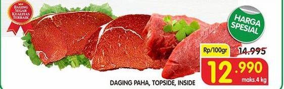 Promo Harga Daging Paha/Daging Inside/Topside Sapi 100gr  - Superindo