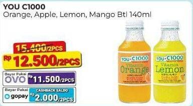 Promo Harga You C1000 Health Drink Vitamin Orange, Apple, Lemon, Mango 140 ml - Alfamart