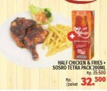 Promo Harga Half Chicken & Fries + Sosro Tetra Pack 200 ml  - LotteMart