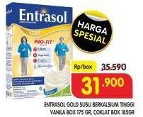 Promo Harga ENTRASOL Gold Susu Bubuk Chocolate, Vanilla 185 gr - Superindo
