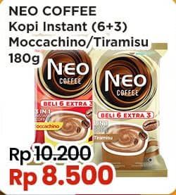 Promo Harga Neo Coffee 3 in 1 Instant Coffee Moccachino, Tiramissu per 10 pcs 20 gr - Indomaret