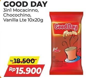 Promo Harga Good Day Instant Coffee 3 in 1 Mocacinno, Chococinno, Vanilla Latte per 10 sachet 20 gr - Alfamart