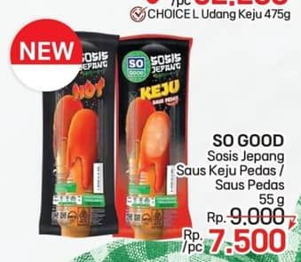 Promo Harga So Good Sosis Jepang Hot, Keju Saus Pedas 55 gr - LotteMart