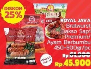 ROYAL JAVA Bratwurst, Bakso Sapi Premium, Ayam Bumbu 450-500gr/pc