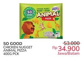 Promo Harga So Good Chicken Nugget Animal Pizza 400 gr - Indomaret