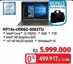 Promo Harga HP Notebook 14s-CF0062TU |  | Intel Core  - LotteMart