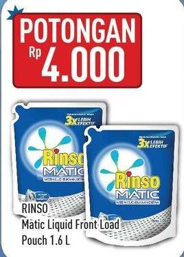 Promo Harga RINSO Detergent Matic Liquid Front Load 1600 ml - Hypermart