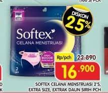 Promo Harga Softex Celana Menstruasi All Size, All Size Daun Sirih, Extra Size 2 pcs - Superindo