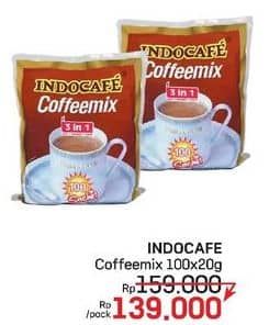 Promo Harga Indocafe Coffeemix per 100 sachet 20 gr - LotteMart