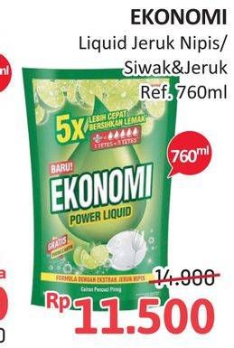 Promo Harga EKONOMI Pencuci Piring Power Liquid Jeruk Nipis, Siwak Jeruk Limau 760 ml - Alfamidi