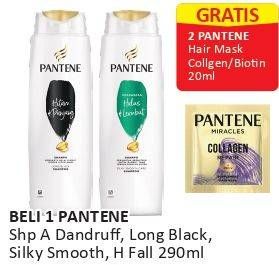Promo Harga PANTENE Shampoo Anti Dandruff, Long Black, Silky Smooth Care, Hair Fall Control 290 ml - Alfamart