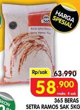 Promo Harga 365 Beras Setra Ramos 5000 gr - Superindo