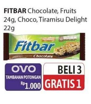 Promo Harga Fitbar Makanan Ringan Sehat Chocolate, Fruits, Tiramisu Delight 22 gr - Alfamidi