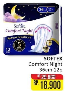 Promo Harga Softex Comfort Night Wing 36cm 12 pcs - Alfamart