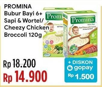 Promo Harga Promina Bubur Bayi 6+ Beef Stew With Carrot, Cheezy Chicken Broccoli 120 gr - Indomaret