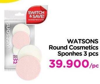 Promo Harga WATSONS Round Cosmetic Sponges 3 pcs - Watsons