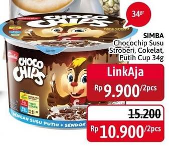 Promo Harga SIMBA Cereal Choco Chips Susu Strawberry, Susu Putih, Susu Coklat 37 gr - Alfamidi