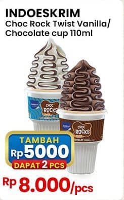 Promo Harga Indoeskrim Rocks Twist Vanilla, Chocolate 110 ml - Indomaret
