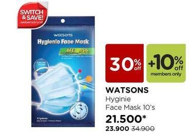 Promo Harga WATSONS Hygienic Face Mask 10 pcs - Watsons