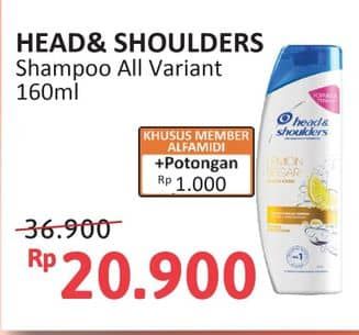 Promo Harga Head & Shoulders Shampoo All Variants 160 ml - Alfamidi