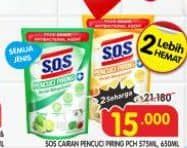 Promo Harga SOS Cairan Pencuci Piring All Variants 650 ml - Superindo