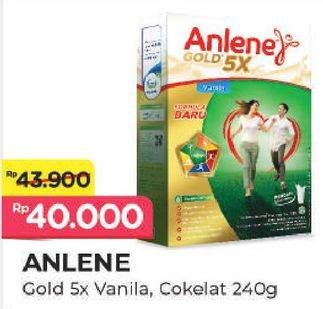 Promo Harga Anlene Gold Plus 5x Hi-Calcium Coklat, Vanila 250 gr - Alfamart