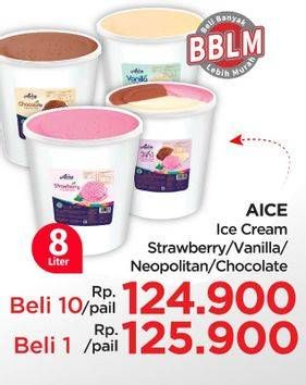 Promo Harga Aice Ice Cream Bucket Strawberry, Vanilla, 3 In 1, Chocolate 8000 ml - Lotte Grosir